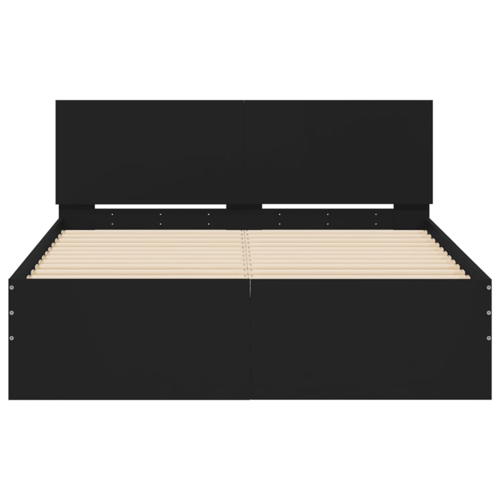 Bed Frame | Black | Engineered wood and plywood | Double | Bed Frame