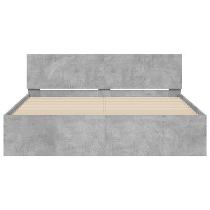 Bed Frame | Concrete grey | Engineered wood, Plywood | Double | Durable