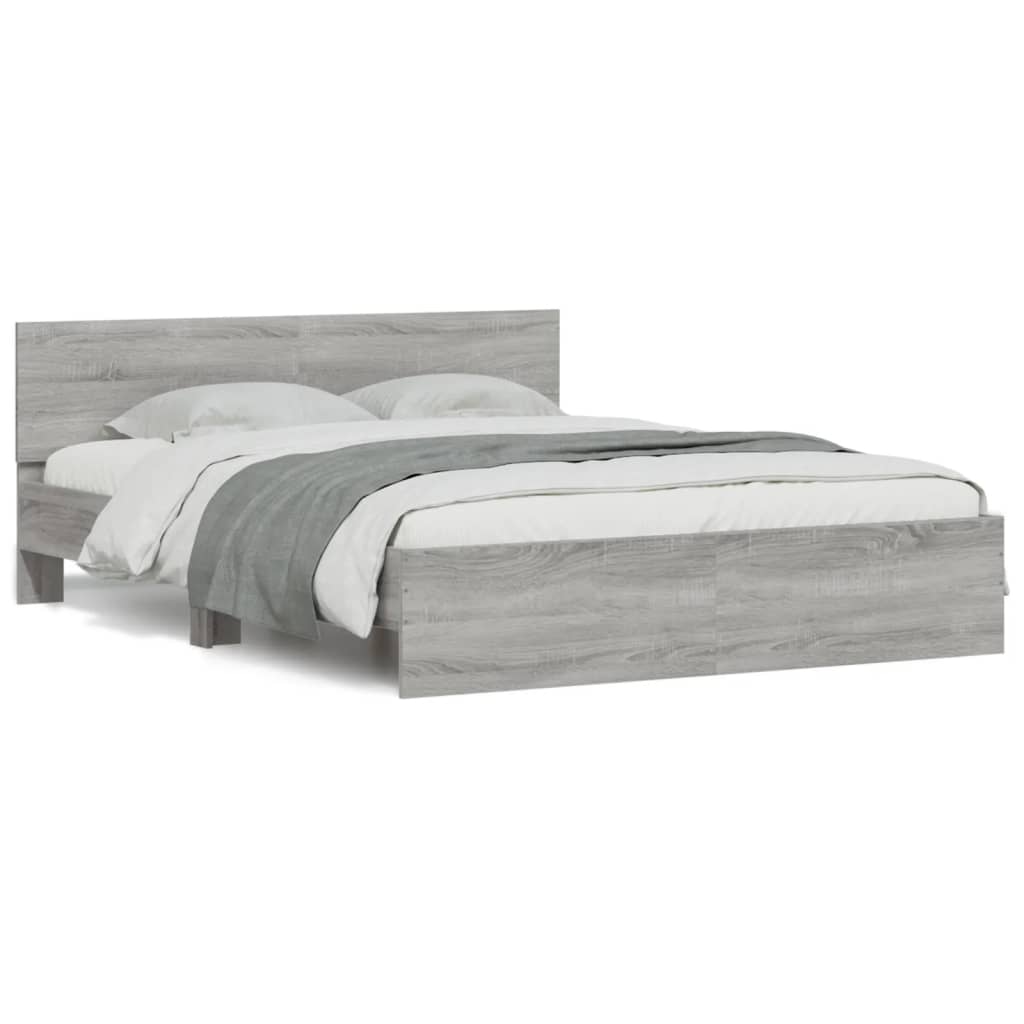 Bed Frame | Grey Sonoma | Engineered wood and Plywood | Double | Durable