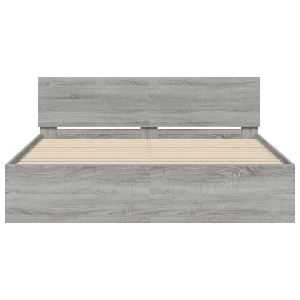 Bed Frame | Grey Sonoma | Engineered wood and Plywood | Double | Durable