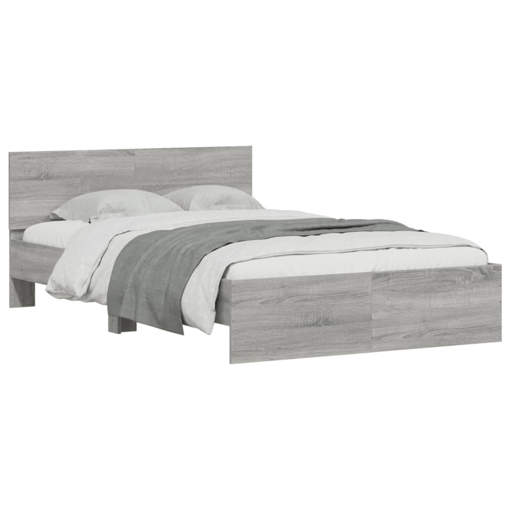 Bed Frame without Mattress Grey Sonoma 135x190 cm Double