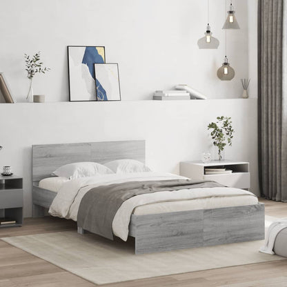 Bed Frame without Mattress Grey Sonoma 135x190 cm Double