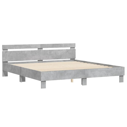Bed Frame with LED without Mattress Concrete Grey 200x200 cm