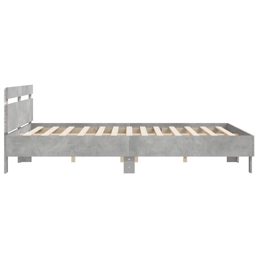 Bed Frame with LED without Mattress Concrete Grey 200x200 cm