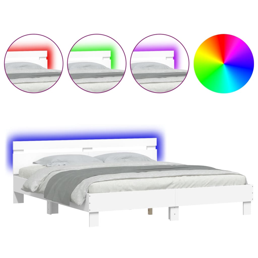 Bed Frame | White | Engineered wood | King | Bed Frame | Rectangular