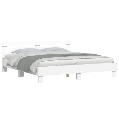 Bed Frame with LED without Mattress White 180x200 cm Super King