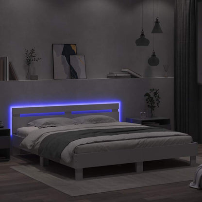 Bed Frame with LED without Mattress White 180x200 cm