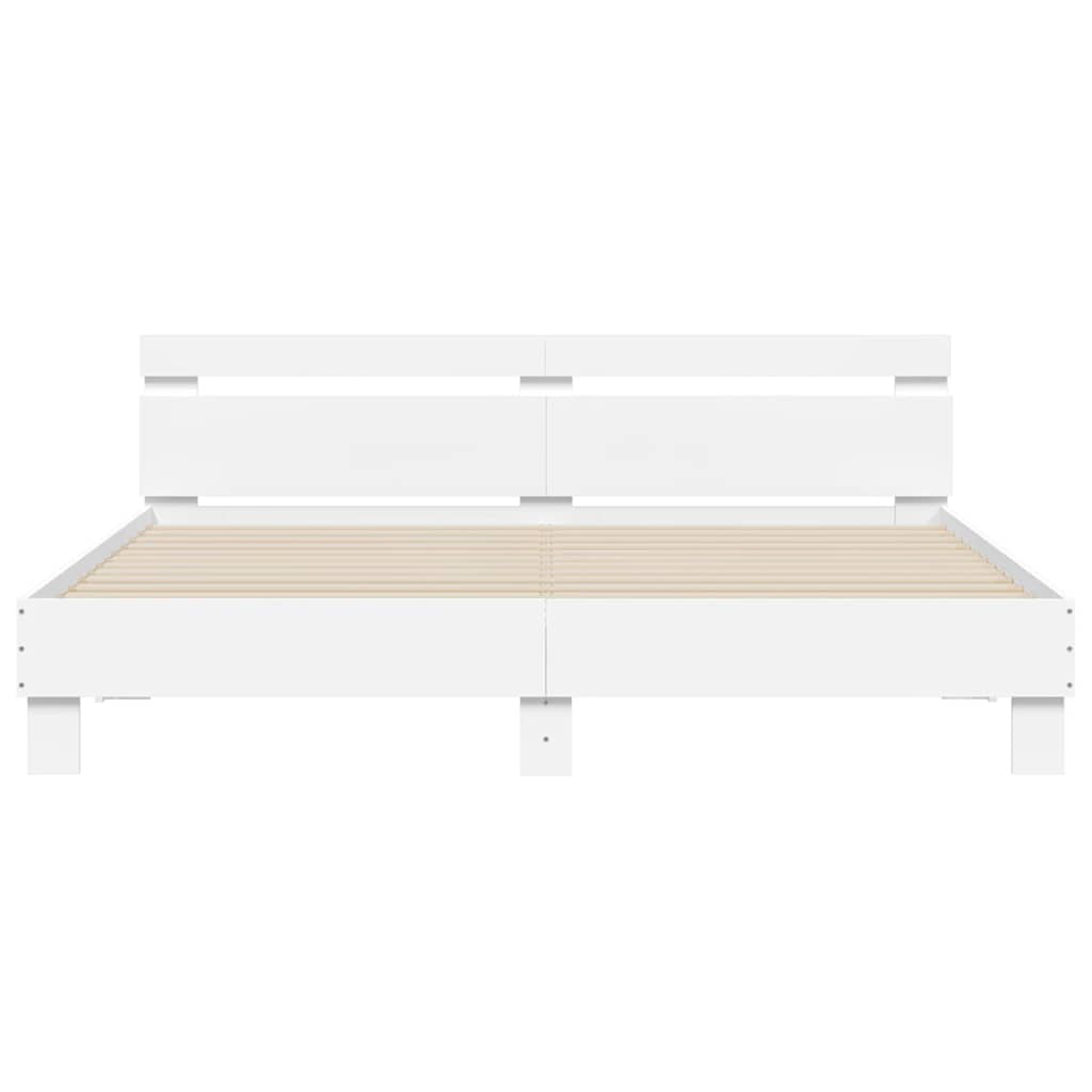 Bed Frame with LED without Mattress White 180x200 cm