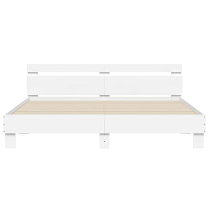 Bed Frame with LED without Mattress White 180x200 cm