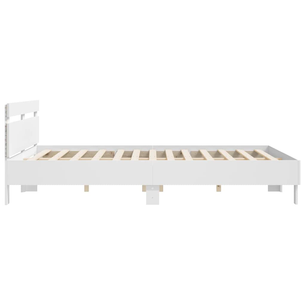 Bed Frame with LED without Mattress White 180x200 cm