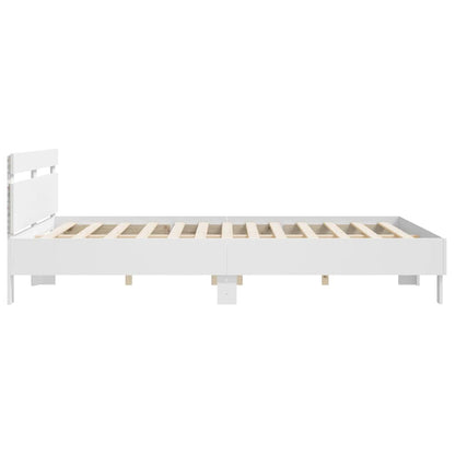 Bed Frame with LED without Mattress White 180x200 cm