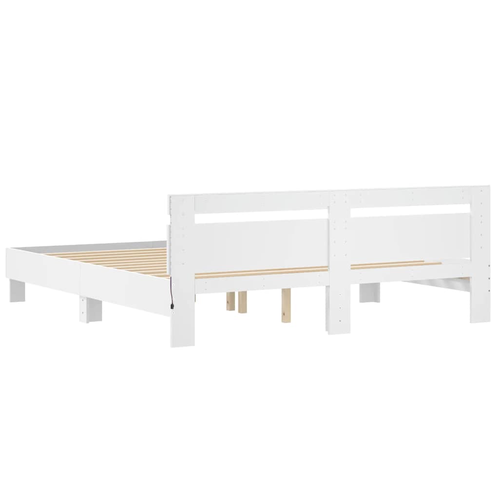 Bed Frame with LED without Mattress White 180x200 cm Super King