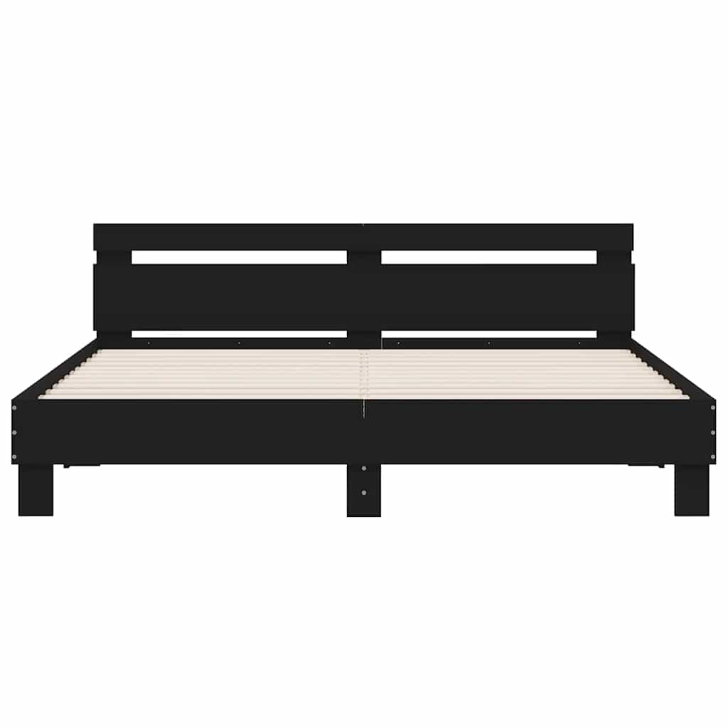 Bed Frame with LED without Mattress Black 180x200 cm Super King