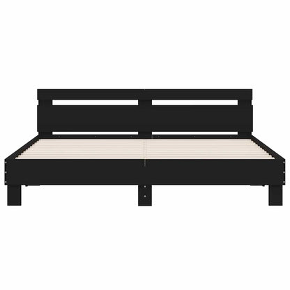 Bed Frame with LED without Mattress Black 180x200 cm Super King