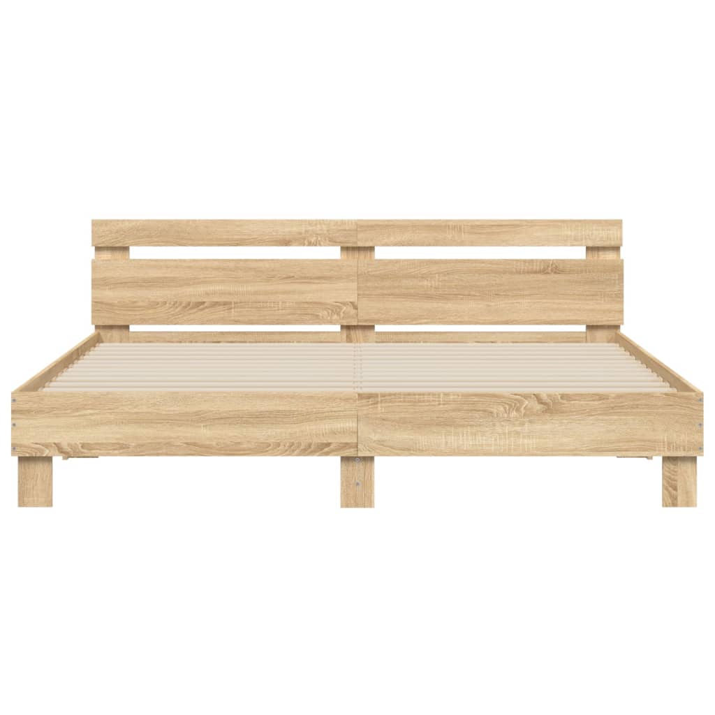Bed Frame with LED without Mattress Sonoma Oak 180x200 cm