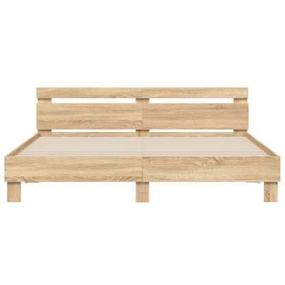 Bed Frame with LED without Mattress Sonoma Oak 180x200 cm