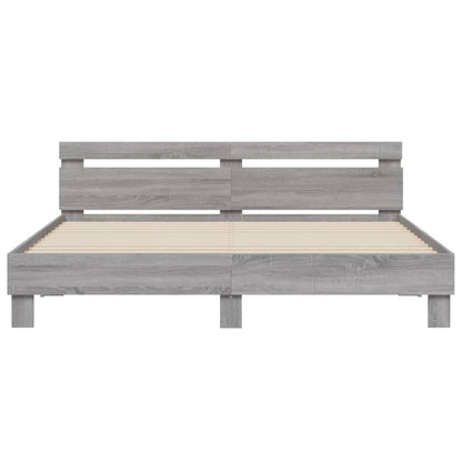 Bed Frame with LED without Mattress Grey Sonoma 180x200 cm