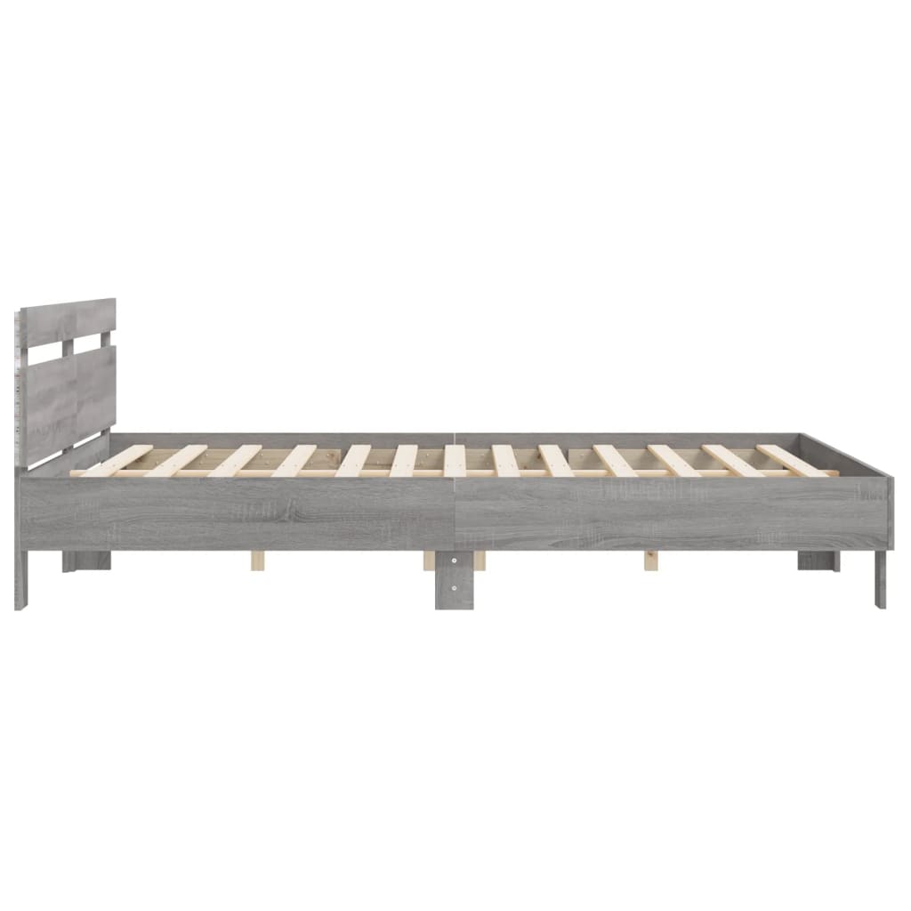 Bed Frame with LED without Mattress Grey Sonoma 180x200 cm