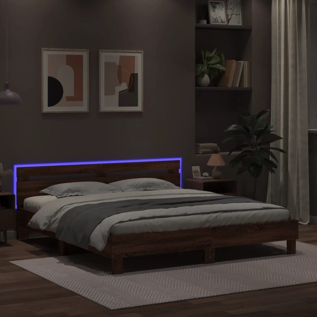 Bed Frame | Brown Oak | Engineered Wood | Super King | Bed Frame