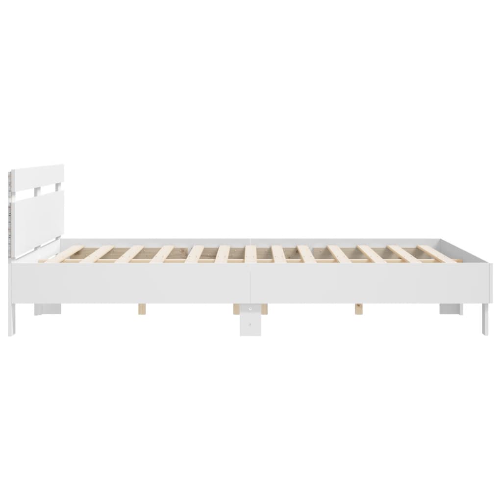 Bed Frame with LED without Mattress White 160x200 cm