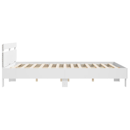 Bed Frame with LED without Mattress White 160x200 cm