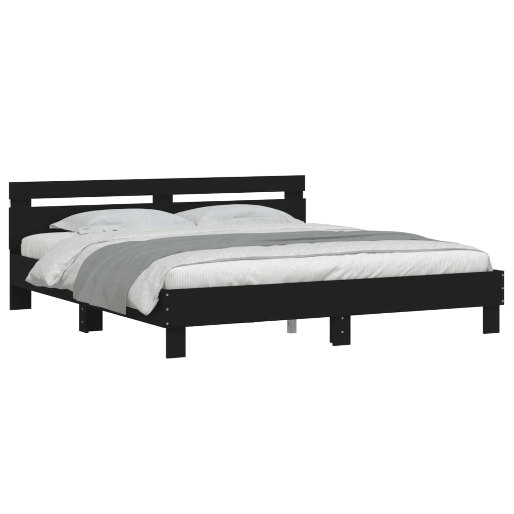 Bed Frame | Black | Engineered wood | 160 x 200 cm | Bed Frame