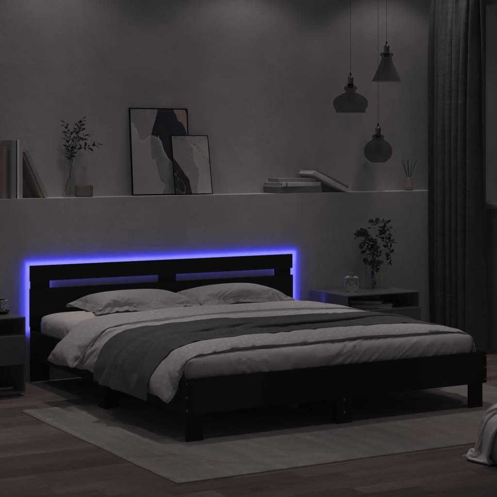 Bed Frame | Black | Engineered wood | 160 x 200 cm | Bed Frame