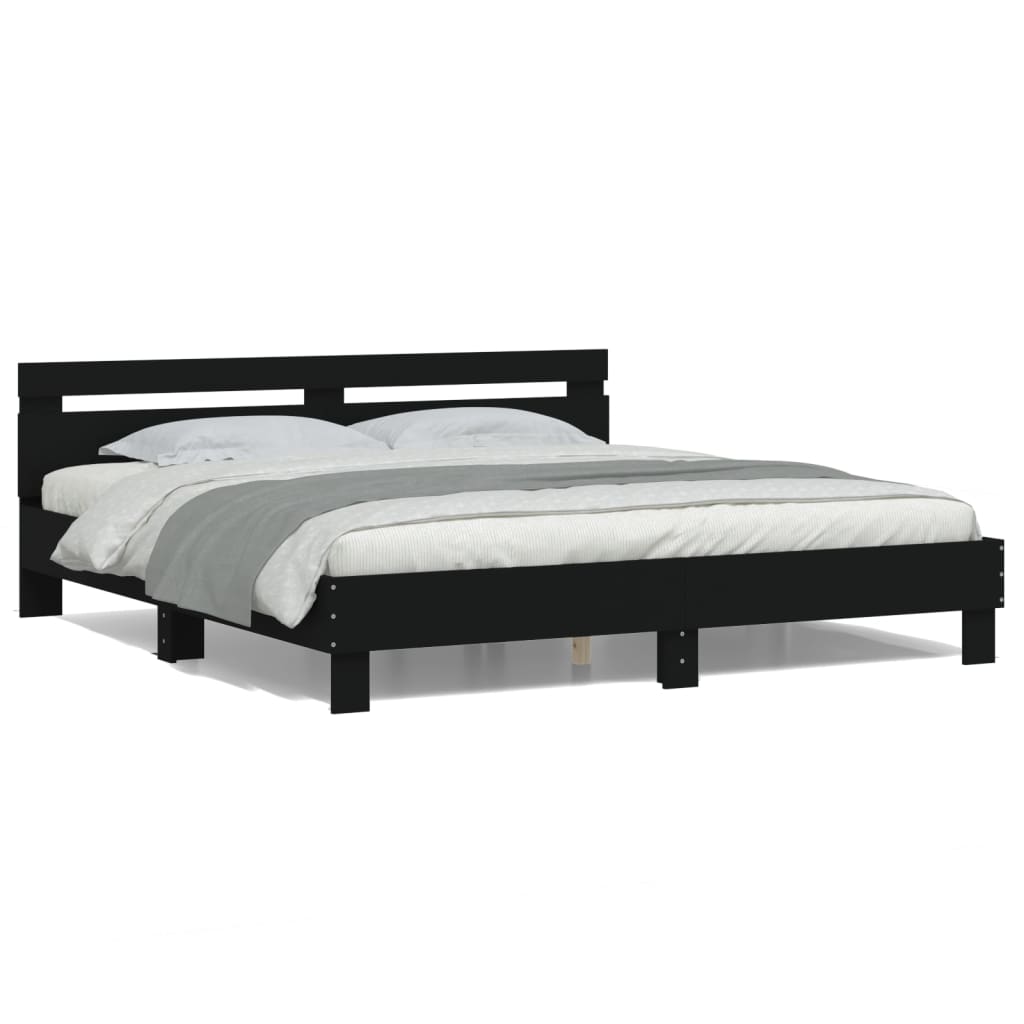 Bed Frame | Black | Engineered wood | 160 x 200 cm | Bed Frame