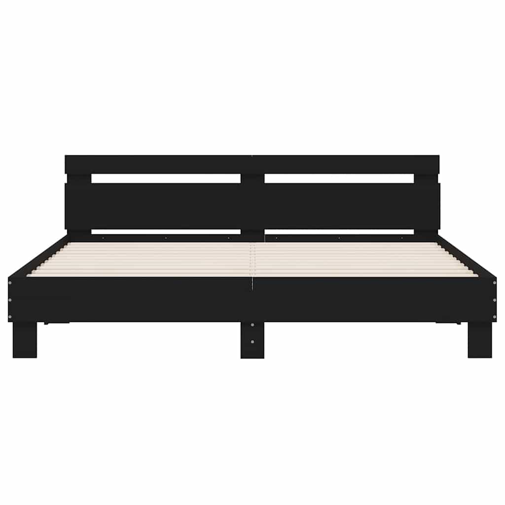 Bed Frame with LED without Mattress Black 160x200 cm