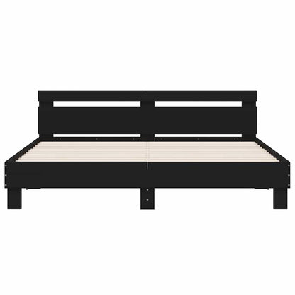 Bed Frame with LED without Mattress Black 160x200 cm
