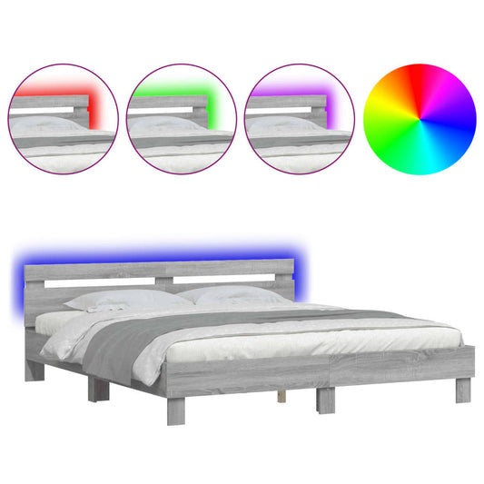 Bed Frame | Grey Sonoma | Engineered wood, Plywood | 160x200 cm