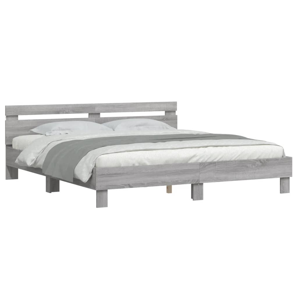Bed Frame | Grey Sonoma | Engineered wood, Plywood | 160x200 cm
