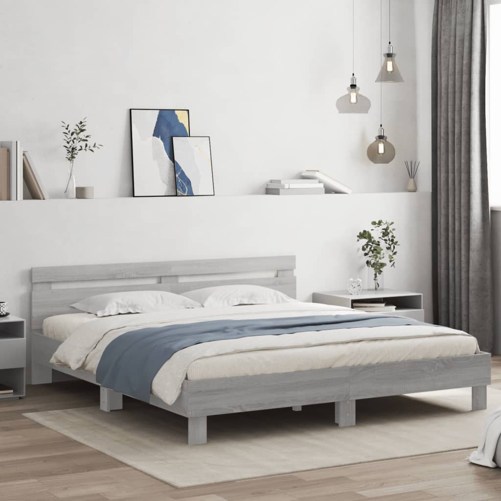 Bed Frame | Grey Sonoma | Engineered wood, Plywood | 160x200 cm