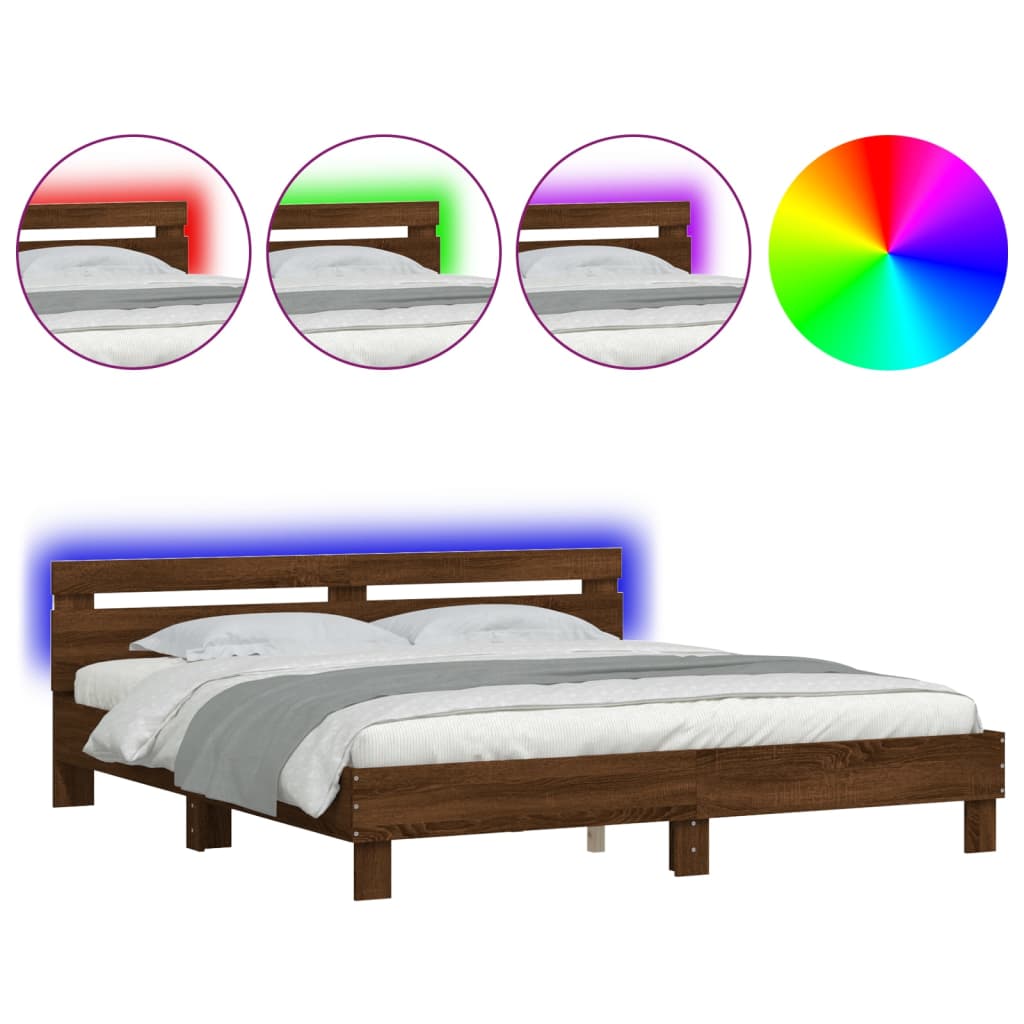 Bed Frame | Brown Oak | Engineered wood | Double | Bed Frame