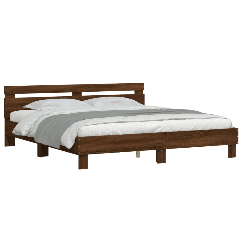 Bed Frame | Brown Oak | Engineered wood | Double | Bed Frame