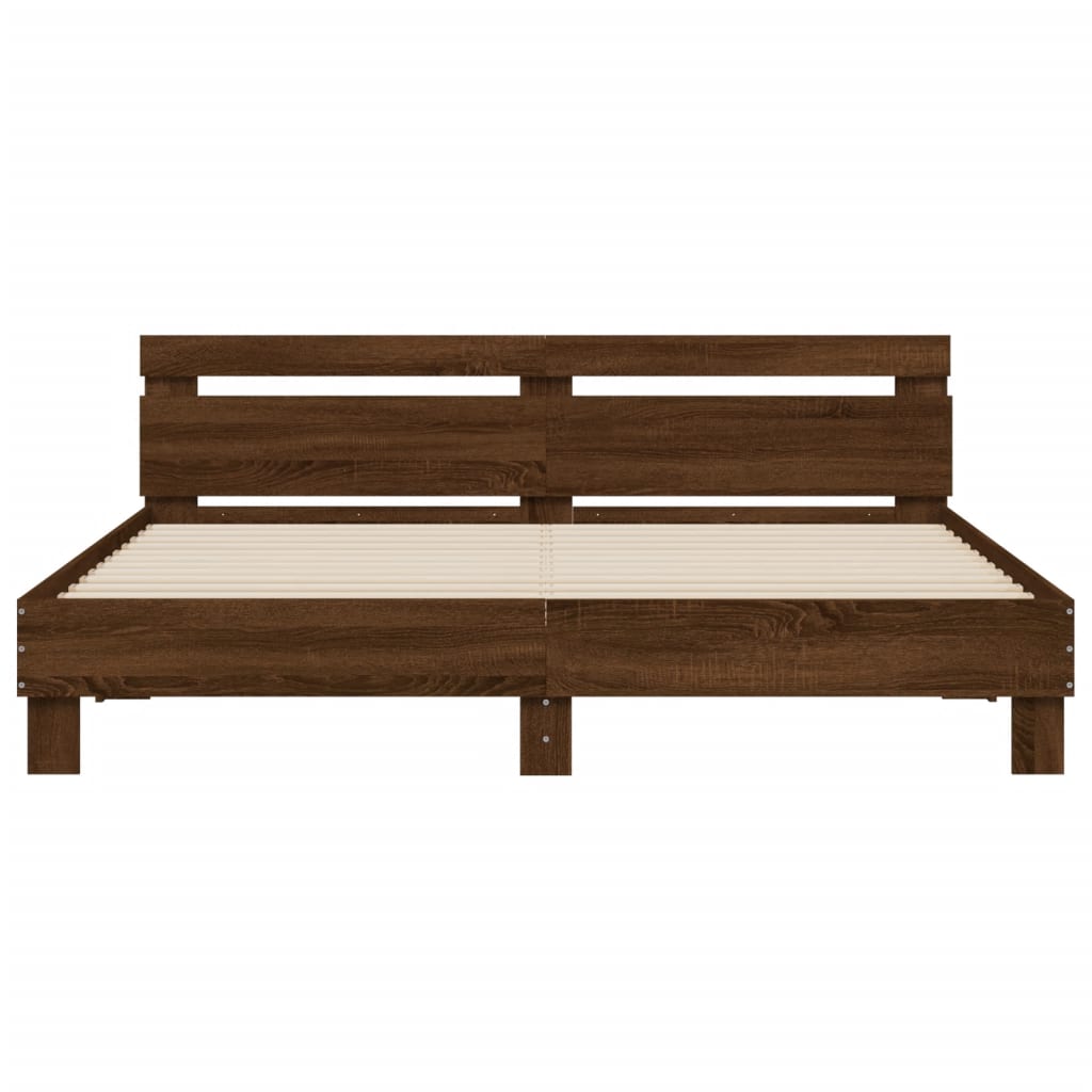 Bed Frame | Brown Oak | Engineered wood | Double | Bed Frame