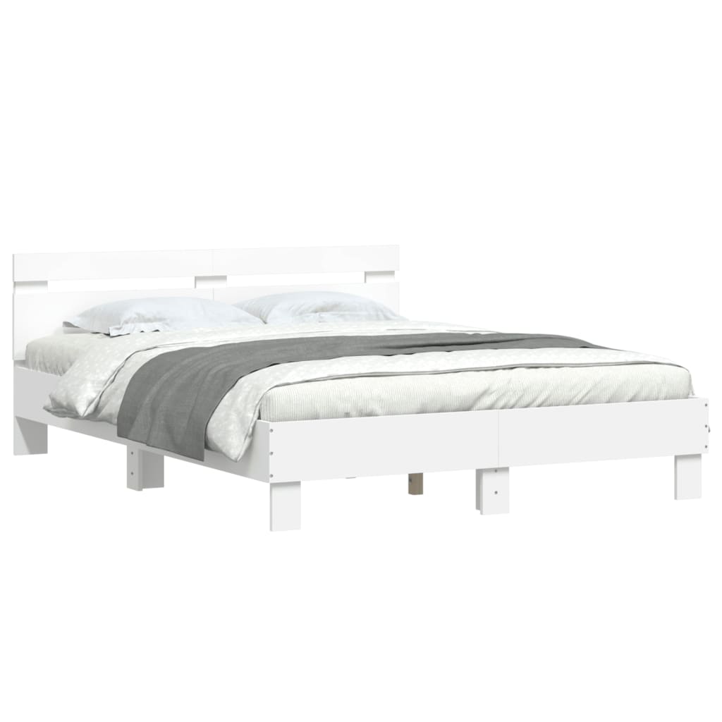 Bed Frame | White | Engineered wood | Double 150x200 cm | Bed Frame
