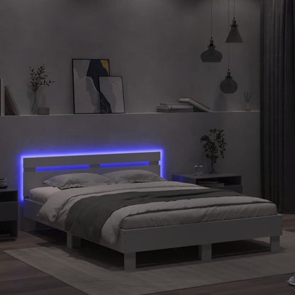 Bed Frame | White | Engineered wood | Double 150x200 cm | Bed Frame