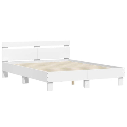 Bed Frame with LED without Mattress White 150x200 cm King Size