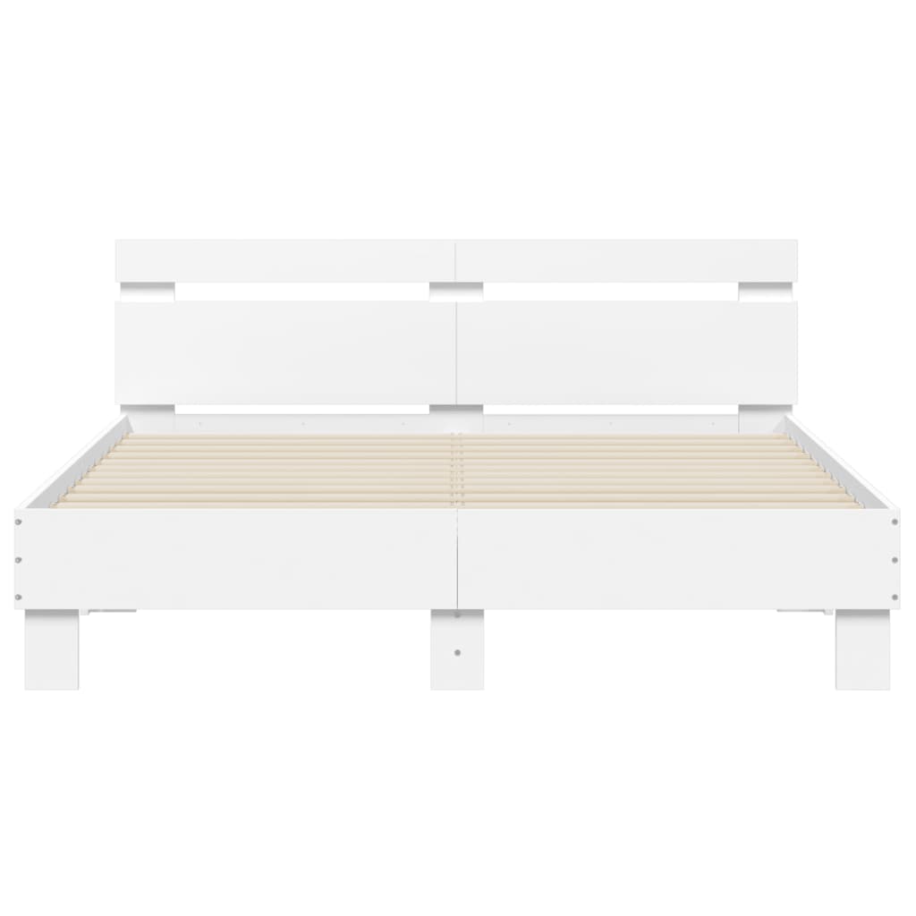 Bed Frame | White | Engineered wood | Double 150x200 cm | Bed Frame