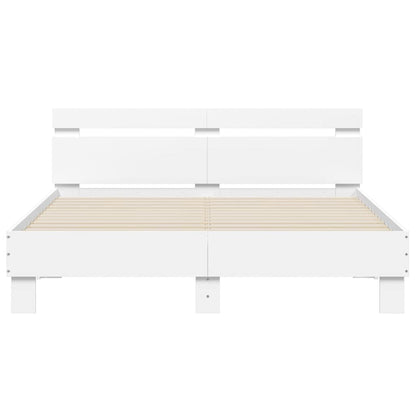 Bed Frame with LED without Mattress White 150x200 cm King Size