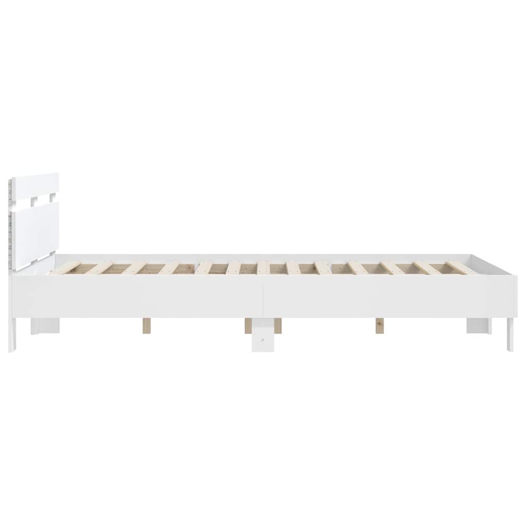 Bed Frame with LED without Mattress White 150x200 cm King Size
