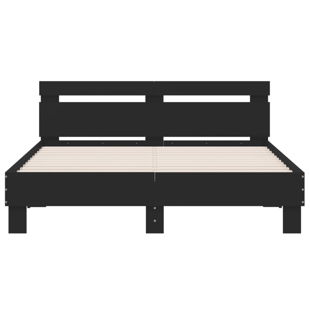 Bed Frame with LED without Mattress Black 150x200 cm
