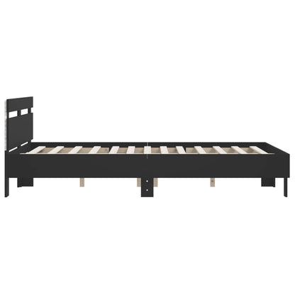 Bed Frame with LED without Mattress Black 150x200 cm King Size
