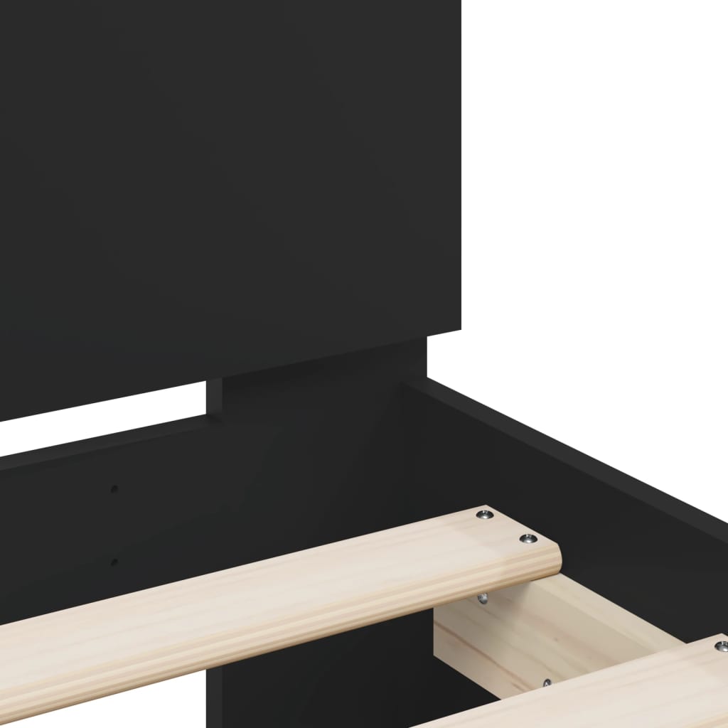 Bed Frame with LED without Mattress Black 150x200 cm