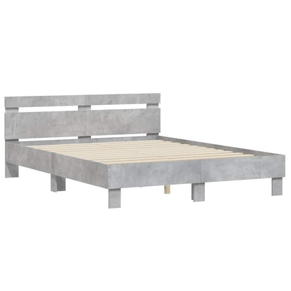 Bed Frame with LED without Mattress Concrete Grey 150x200 cm