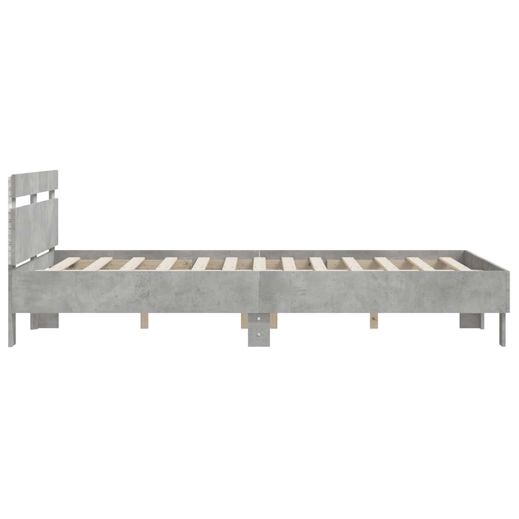 Bed Frame with LED without Mattress Concrete Grey 150x200 cm