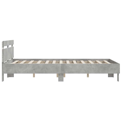 Bed Frame with LED without Mattress Concrete Grey 150x200 cm