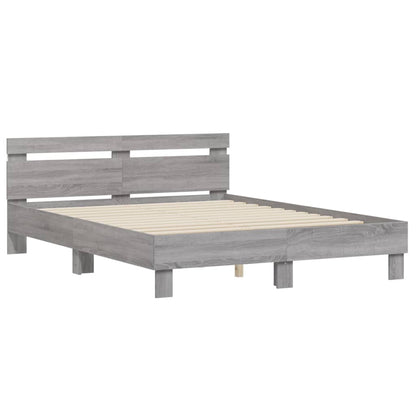 Bed Frame with LED without Mattress Grey Sonoma 150x200 cm