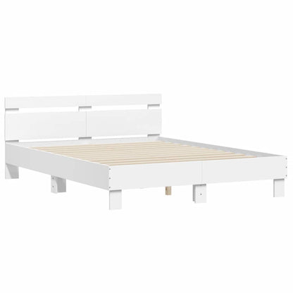 Bed Frame with LED without Mattress White 140x200 cm